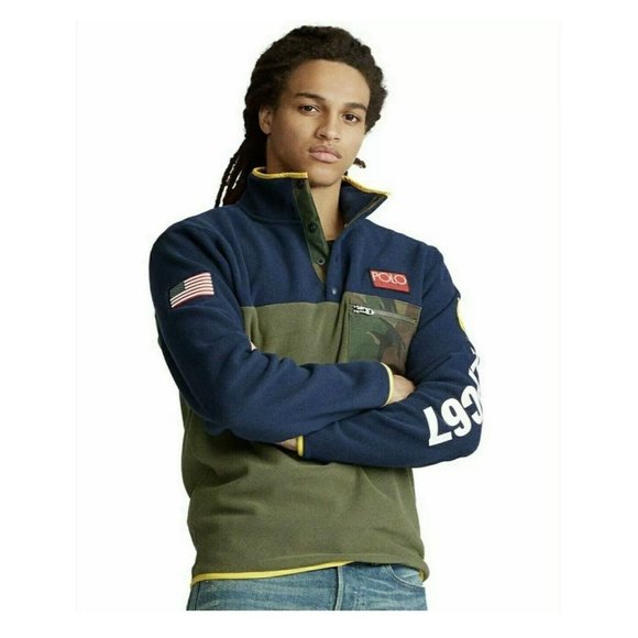 Polo Ralph Lauren Other - POLO Ralph Lauren Sweater Men’s Large Fleece Camo Blue Green Red New $198